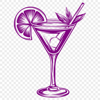 A digital representation of a cocktail in a glass, designed as vector art.