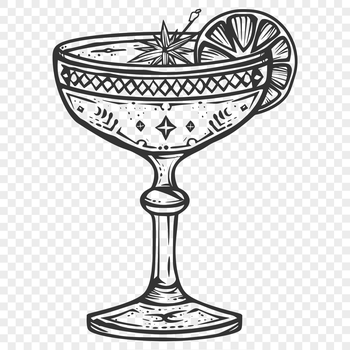 A vector illustration of a cocktail in a glass, suitable for digital use.