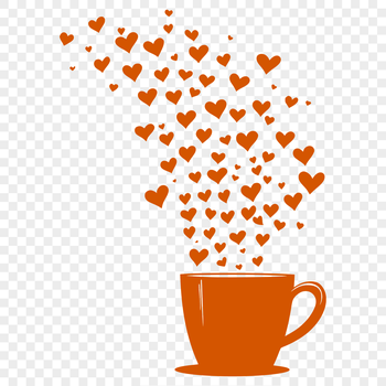 A stylized cup design featuring love hearts, ideal for personal or commercial use in various digital formats.