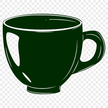 A simple illustration of a cup with a handle, suitable for use as clip art.