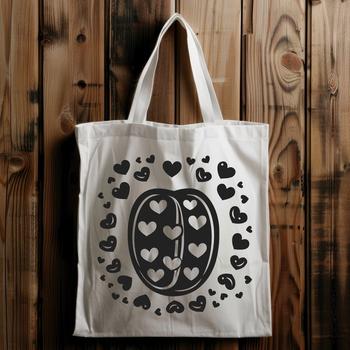A stylized illustration of a coffee bean surrounded by love hearts, suitable for digital design projects.