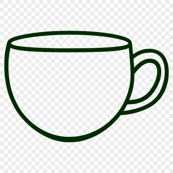 Simple line drawing of a coffee cup on a white background.