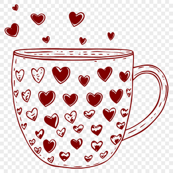 A stylized illustration of a cup filled with love hearts, suitable for various digital projects.