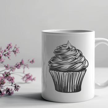 A sweet treat illustration in vector format featuring a cupcake with frosting and sprinkles.