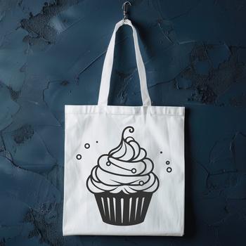 A simple vector design of a classic dessert-style cupcake ready for customization or printing.