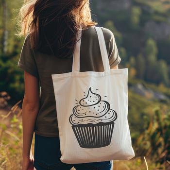 A stylized illustration of a cupcake, suitable for digital cutting machines or laser cutters.