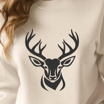 A high-quality clip art design featuring a deer silhouette with clear lines and simple shapes.