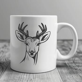 A detailed illustration of a deer's head from multiple angles, suitable for use in various design projects.
