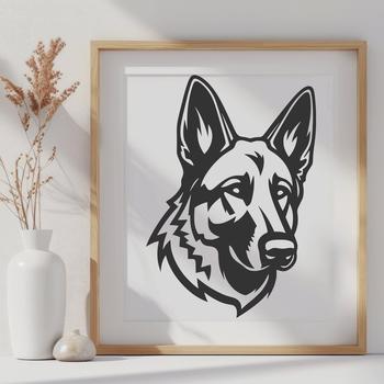 A digital illustration of a German shepherd dog's head, suitable for clip art and vector design.