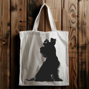 A high-quality vector illustration of a sitting miniature schnauzer dog from the side.