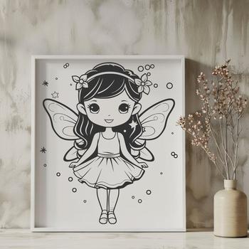 A mythical fairy depicted in full-body illustration, suitable for various applications including cutting machines.