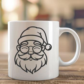 Artistic Father Christmas Wearing Glasses PNG