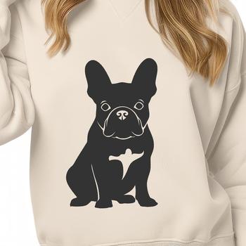 A full-body illustration of a seated French Bulldog.