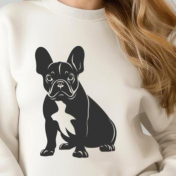 An SVG vector design of a French Bulldog in a seated position.