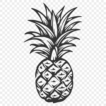 A stylized illustration of a pineapple, suitable for vector graphics and cutting machine designs.