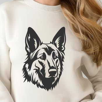 A detailed vector illustration of a German Shepherd's head.