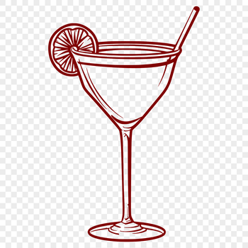 A stylized illustration of a cocktail in a glass, designed as a vector graphic.