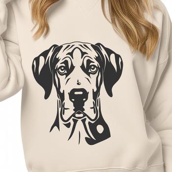 Detailed outline of a Great Dane's head suitable for graphic design and digital cutting machines.