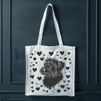 Cute dog breed illustration of a Havanese with love hearts, suitable for digital design and printing.