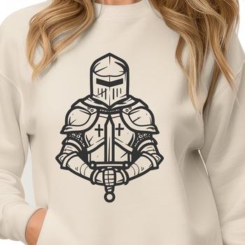 A medieval-style knight illustration in vector format, suitable for digital art and design projects.