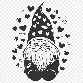 A full-body depiction of a mythical creature known as a Knome, featuring love hearts in its design.