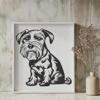 A high-resolution vector graphic of a full-body Miniature Schnauzer in a neutral pose.
