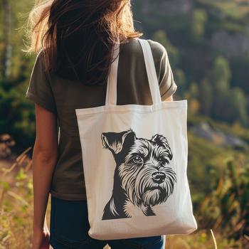 Illustration of a Miniature Schnauzer dog with detailed head features.