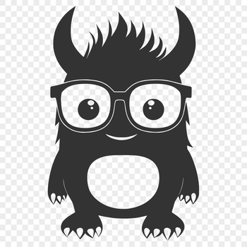 A stylized illustration of a cute monster wearing glasses, suitable for various uses.