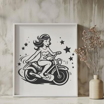 A detailed illustration of a motorcycle in various poses and styles.