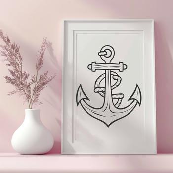 Anchor nautical icon in vector format, suitable for digital applications.