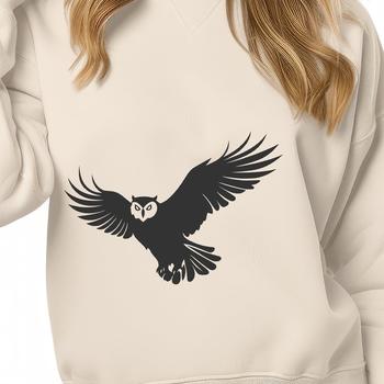 A realistic full-body illustration of an owl in a flying pose, suitable for digital cutting and crafting.