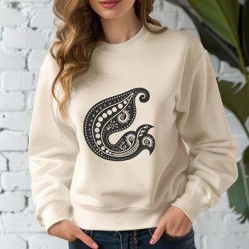 A stylized ornate paisley shape, ideal for use in digital designs and craft projects.