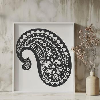 Decorative paisley shape for use as clip art or stencil in various digital formats including SVG and PDF.