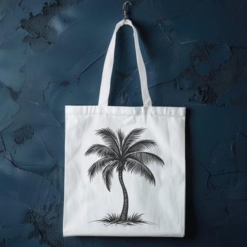 A stylized illustration of a palm tree in various environments.