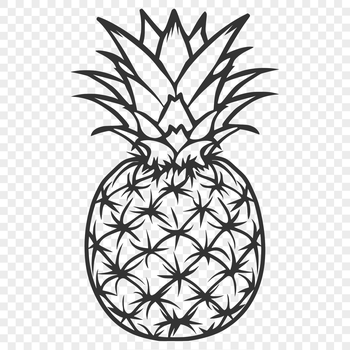 A stylized illustration of a pineapple with intricate details, suitable for cutting machine or laser cutter design.