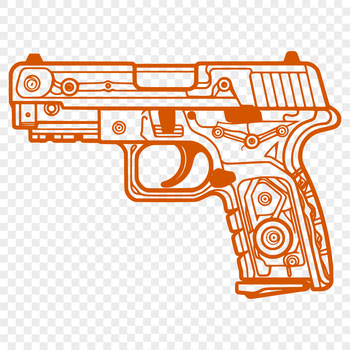 SVG illustration of a pistol handgun with detailed graphics.