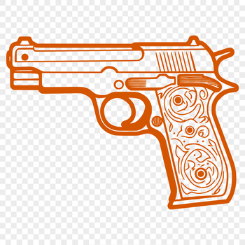 A simple illustration of a pistol as a vector graphic.