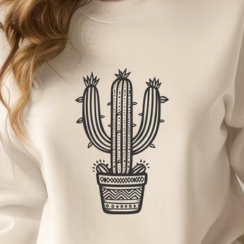 A stylized illustration of a cactus plant with sharp spines, suitable for vector art designs in Illustrator or Procreate.