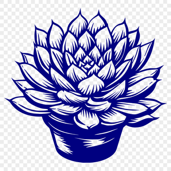 A stylized illustration of a succulent plant with thick fleshy leaves and stems.