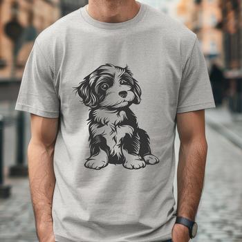 Cute Sitting Havanese Vector Drawing