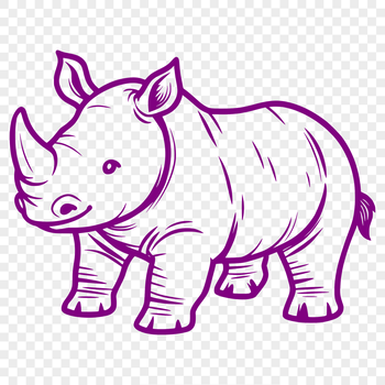 A digital illustration of a rhino, featuring sharp details for precise cutting or laser engraving.