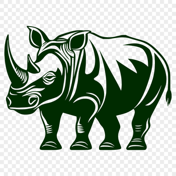 A detailed illustration of a rhinoceros, suitable for commercial or personal use as a vector design.