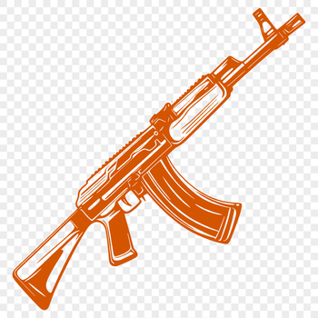 A detailed illustration of a rifle, rendered in vector format for precise scaling and manipulation.