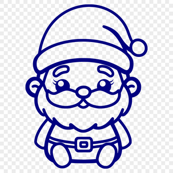 A full-body illustration of Santa Claus sitting, wearing his traditional red suit.