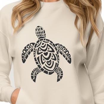 Illustrative sea turtle depiction in full body form, suitable for vector art designs.