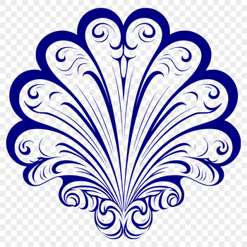 A stylized illustration of a seashell, suitable for use in vector design projects.