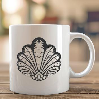 A digital illustration of a seashell, designed as vector art for printing or cutting with a laser cutter.