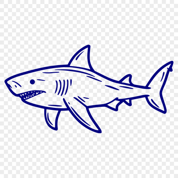 A detailed illustration of a shark, suitable for vector art and cutting machine designs.