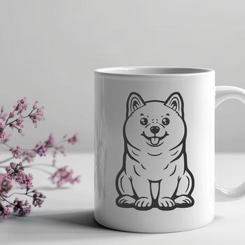 A digital depiction of a Shiba Inu animal in a relaxed sitting position, designed as a reusable clip art template.