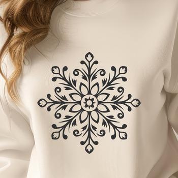 A delicate, ornate snowflake with intricate details, perfect for winter-themed projects.
